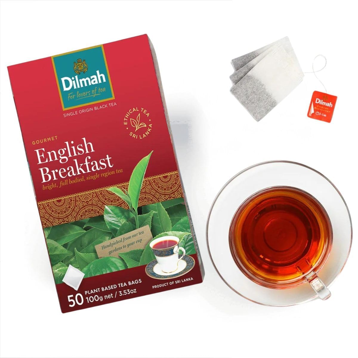Dilmah English Breakfast - 150 tea bags - Robust Single Origin Ceylon Black Tea with color, strength and aroma (3 Pack)