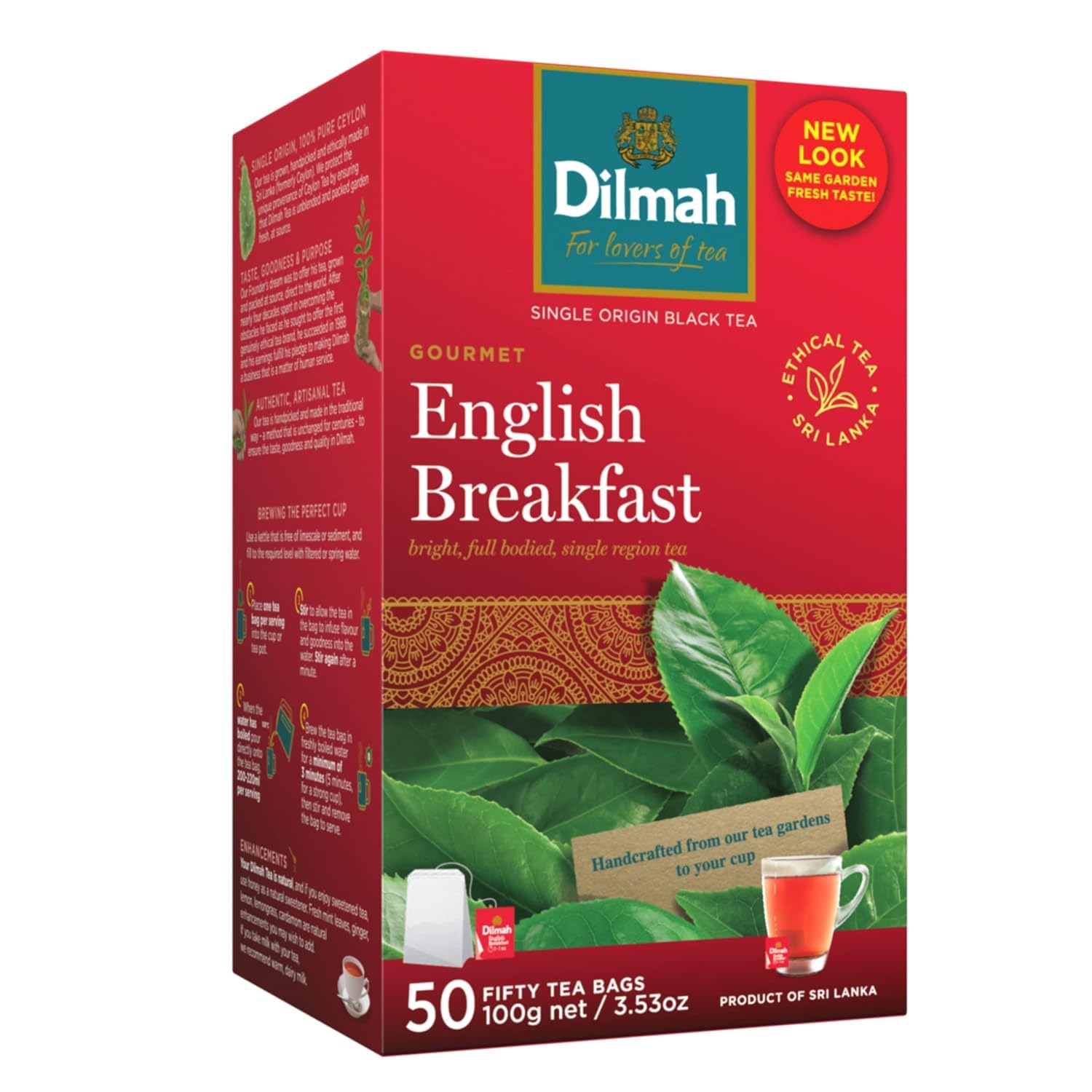 Dilmah English Breakfast - 150 tea bags - Robust Single Origin Ceylon Black Tea with color, strength and aroma (3 Pack)
