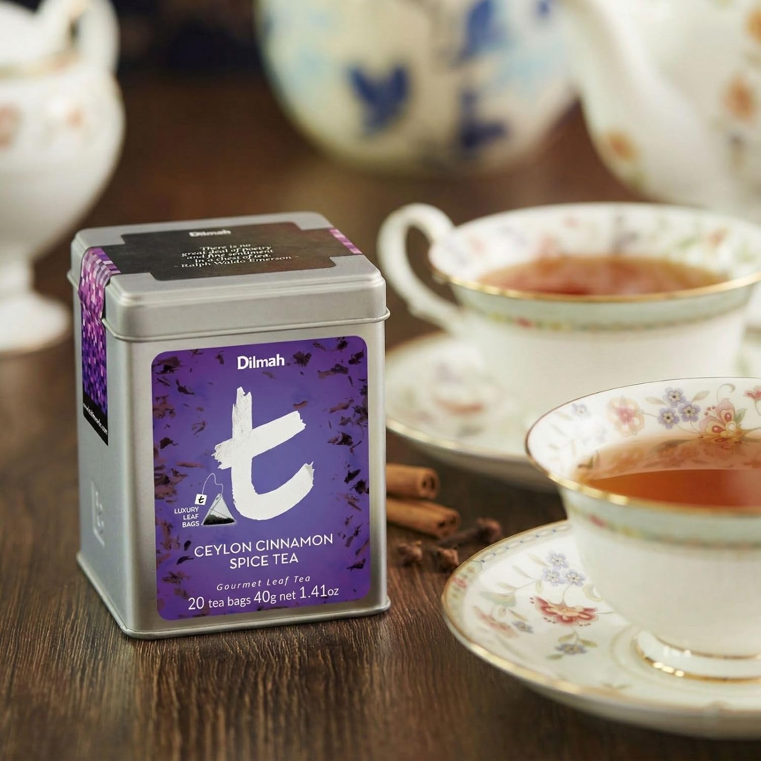 Dilmah T-Series Ceylon Cinnamon Spice Black Tea – 20 Luxury Leaf Tea Bags | Premium Single Origin Ceylon Tea with Authentic Cinnamon Spice